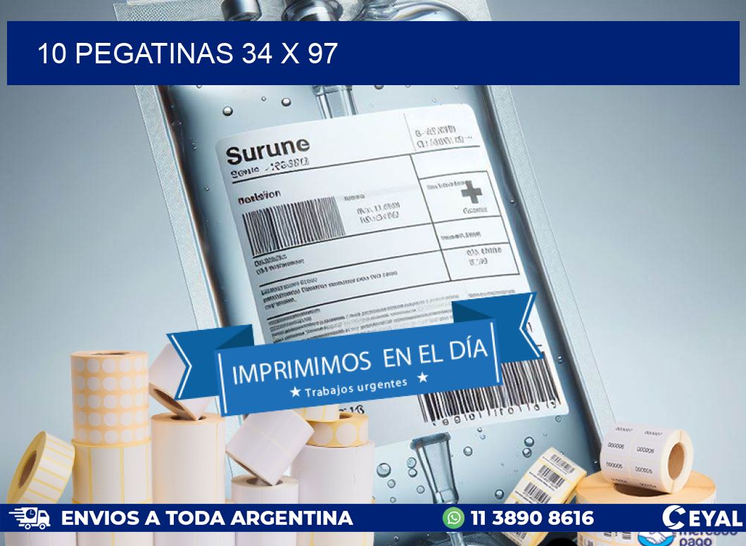 10 PEGATINAS 34 x 97