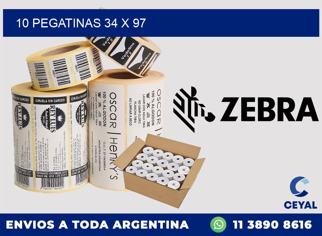 10 PEGATINAS 34 x 97