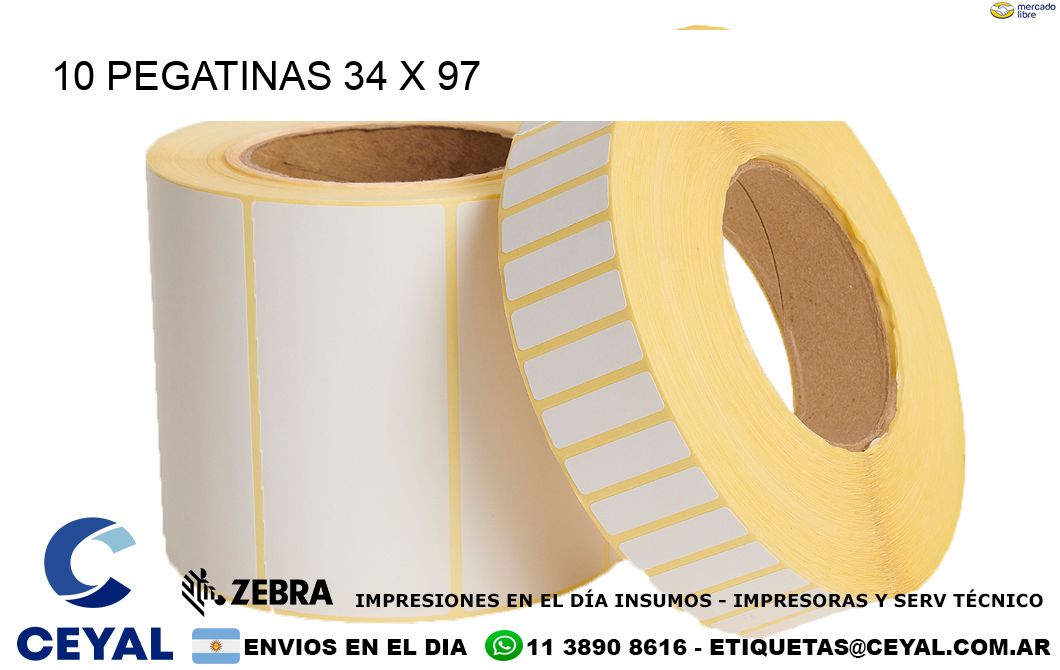 10 PEGATINAS 34 x 97