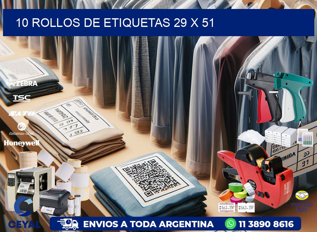 10 ROLLOS DE ETIQUETAS 29 x 51