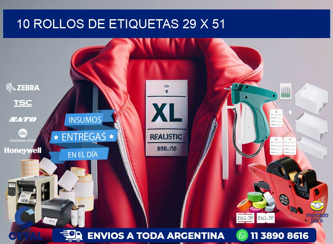 10 ROLLOS DE ETIQUETAS 29 x 51