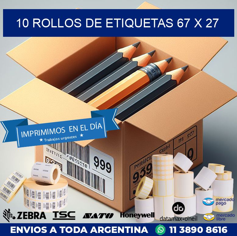 10 ROLLOS DE ETIQUETAS 67 x 27