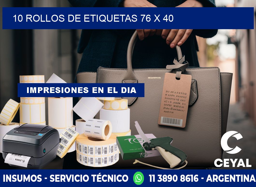 10 ROLLOS DE ETIQUETAS 76 x 40