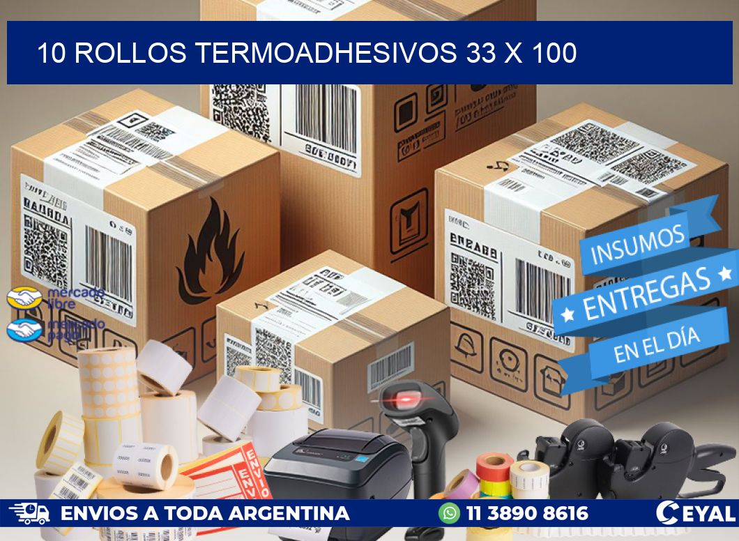 10 ROLLOS TERMOADHESIVOS 33 x 100