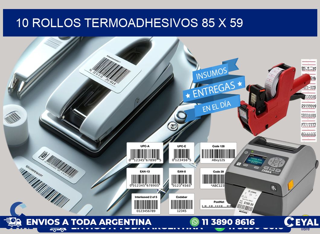 10 ROLLOS TERMOADHESIVOS 85 x 59