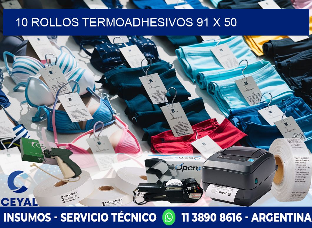 10 ROLLOS TERMOADHESIVOS 91 x 50