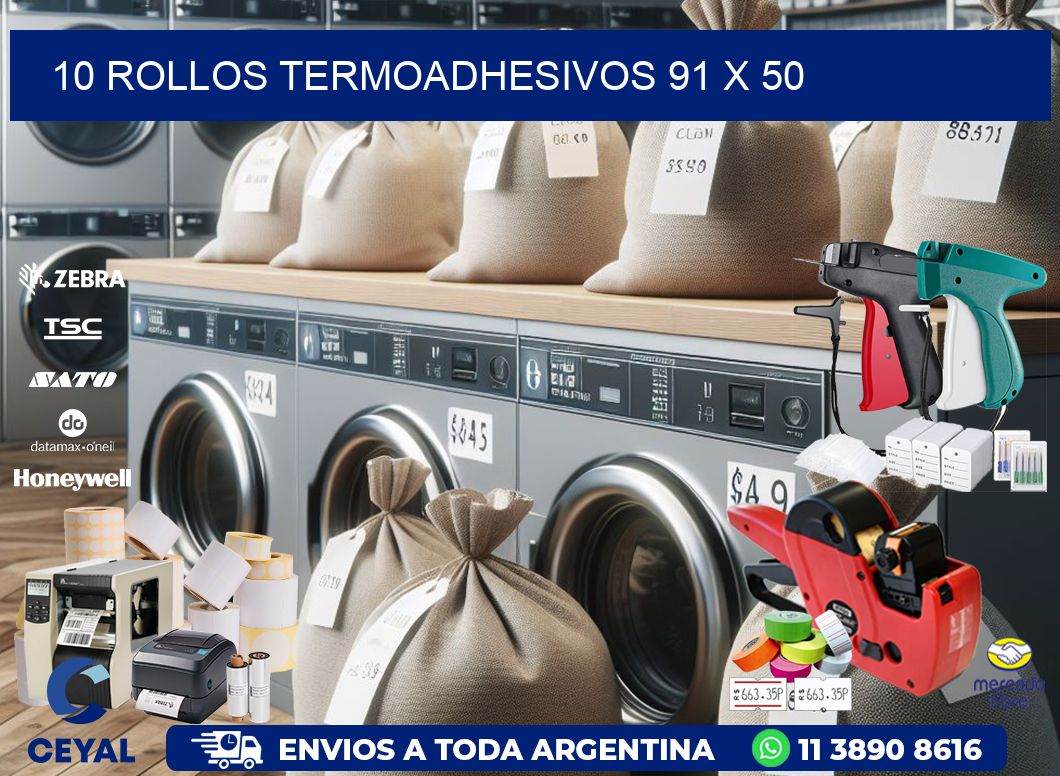 10 ROLLOS TERMOADHESIVOS 91 x 50