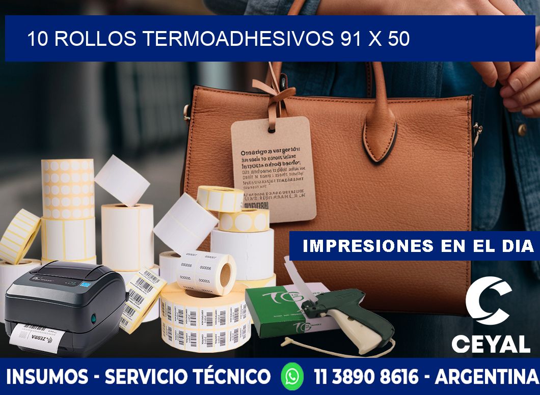 10 ROLLOS TERMOADHESIVOS 91 x 50