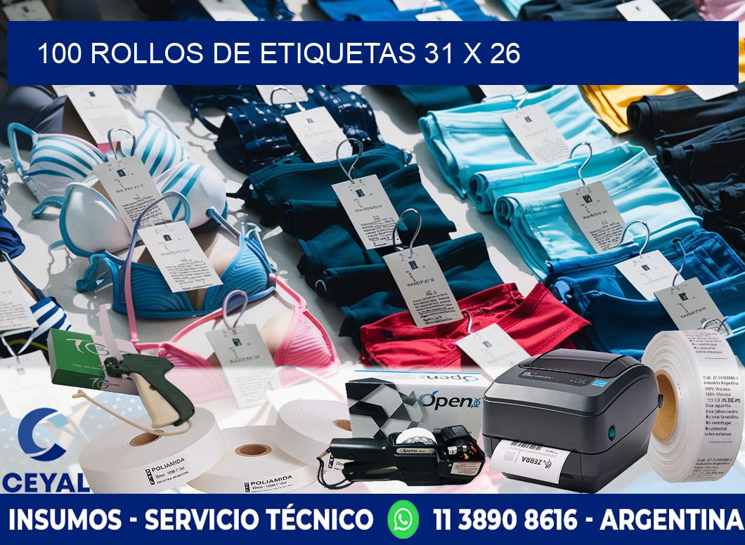 100 ROLLOS DE ETIQUETAS 31 x 26