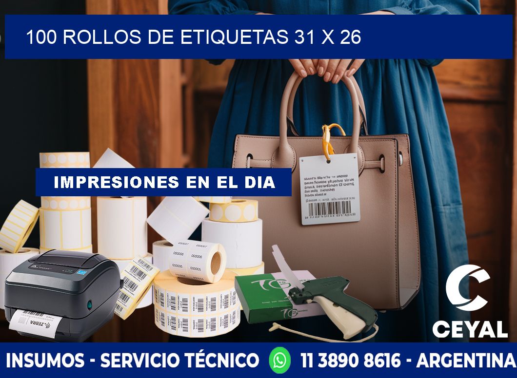 100 ROLLOS DE ETIQUETAS 31 x 26