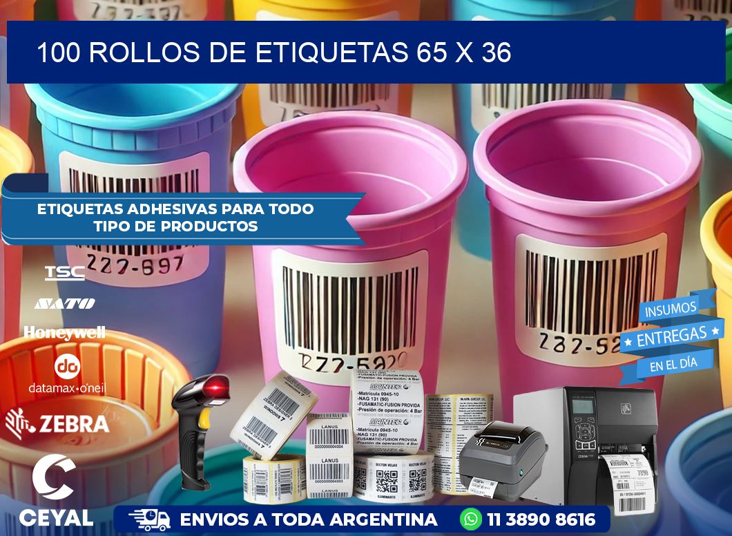 100 ROLLOS DE ETIQUETAS 65 x 36