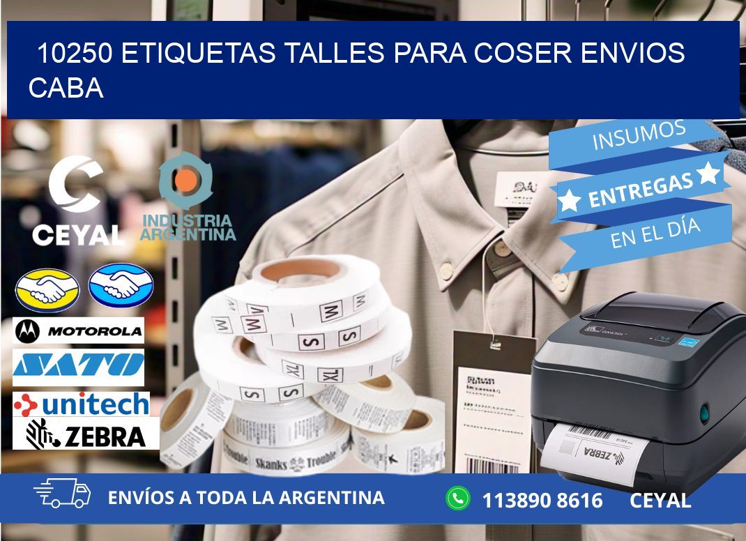 10250 ETIQUETAS TALLES PARA COSER ENVIOS CABA