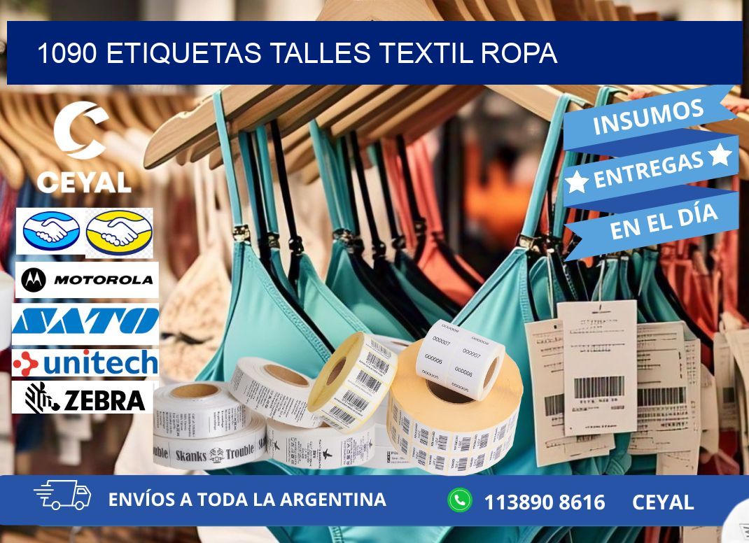 1090 ETIQUETAS TALLES TEXTIL ROPA