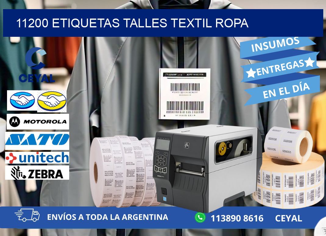 11200 ETIQUETAS TALLES TEXTIL ROPA