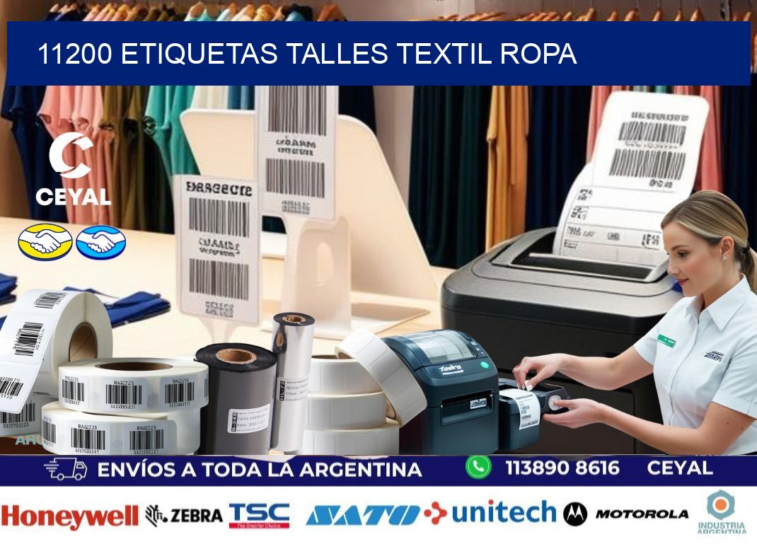 11200 ETIQUETAS TALLES TEXTIL ROPA