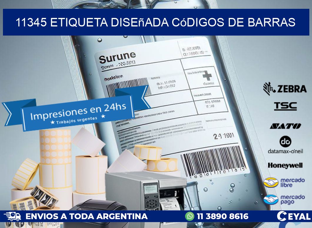 11345 etiqueta diseñada códigos de barras