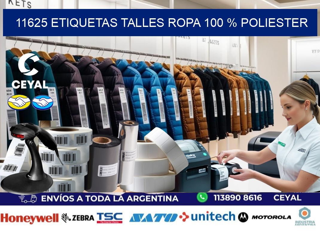 11625 ETIQUETAS TALLES ROPA 100 % POLIESTER