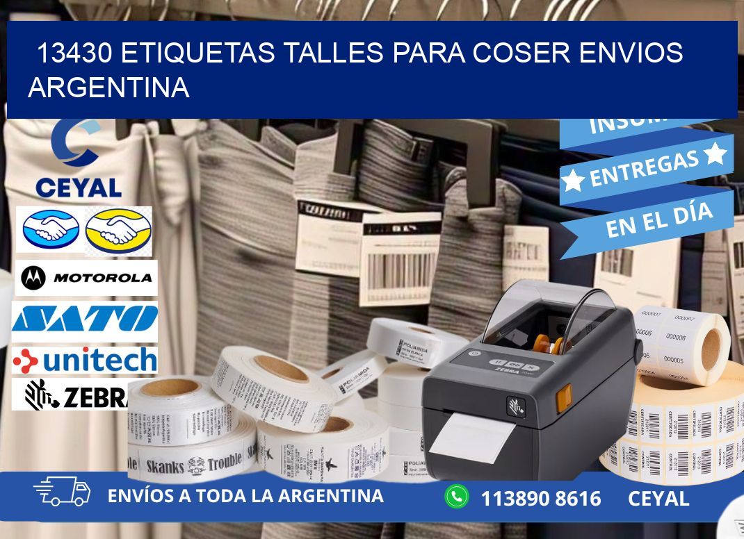 13430 ETIQUETAS TALLES PARA COSER ENVIOS ARGENTINA