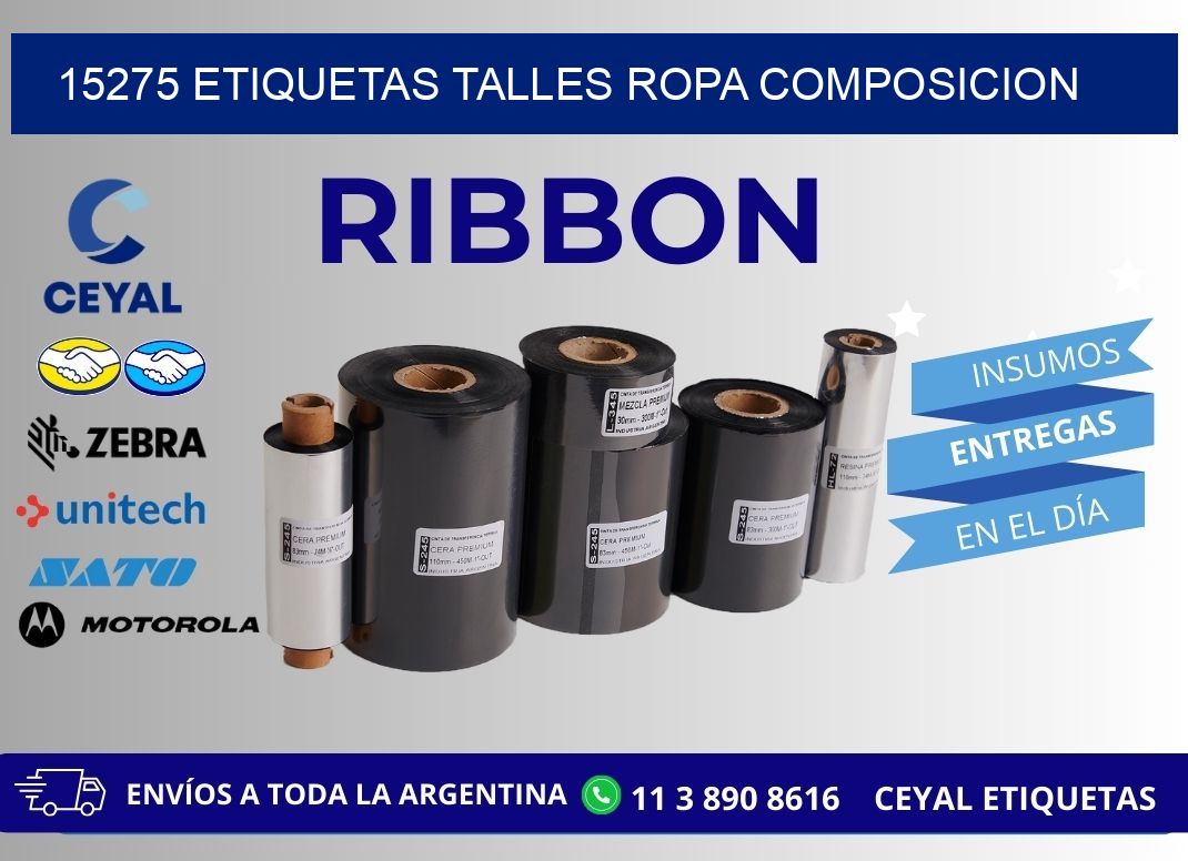 15275 ETIQUETAS TALLES ROPA COMPOSICION