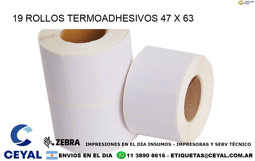 19 ROLLOS TERMOADHESIVOS 47 x 63