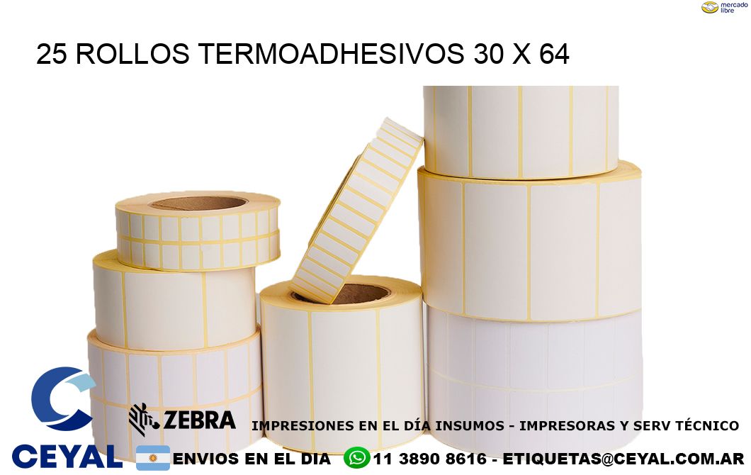 25 ROLLOS TERMOADHESIVOS 30 x 64