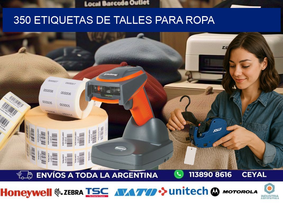 350 etiquetas de talles para ropa