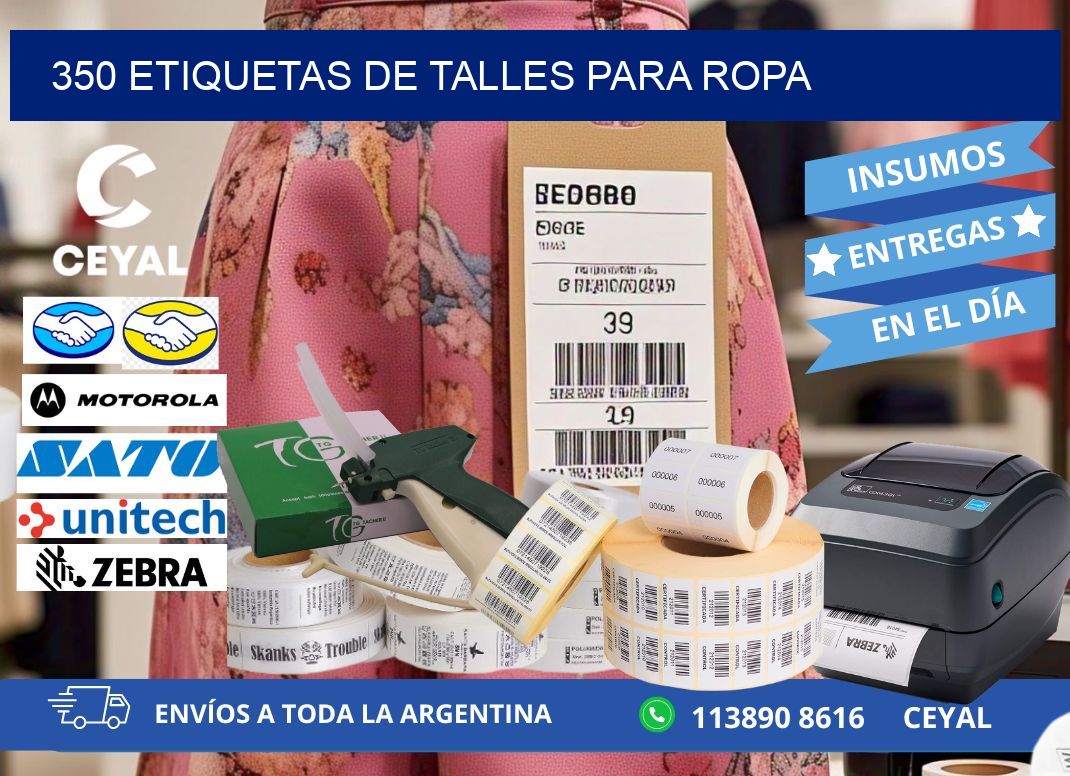 350 etiquetas de talles para ropa