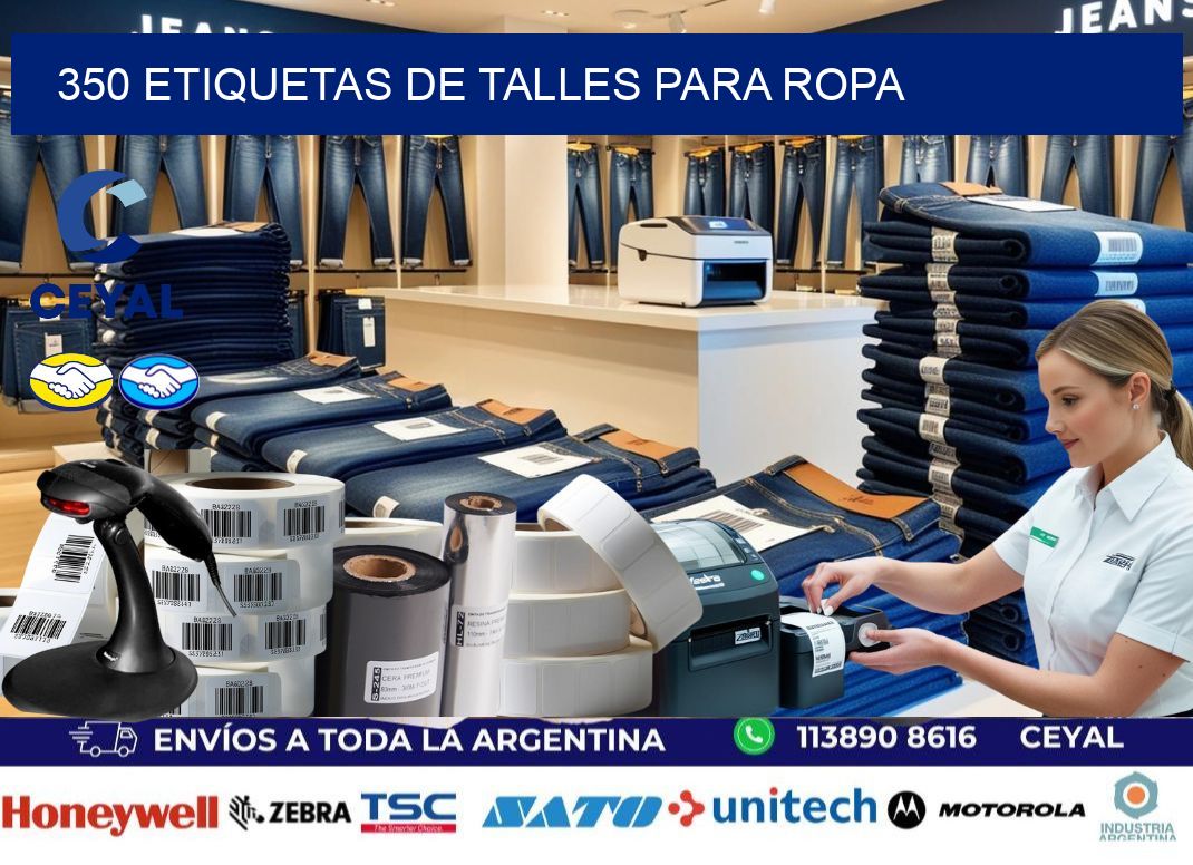 350 etiquetas de talles para ropa