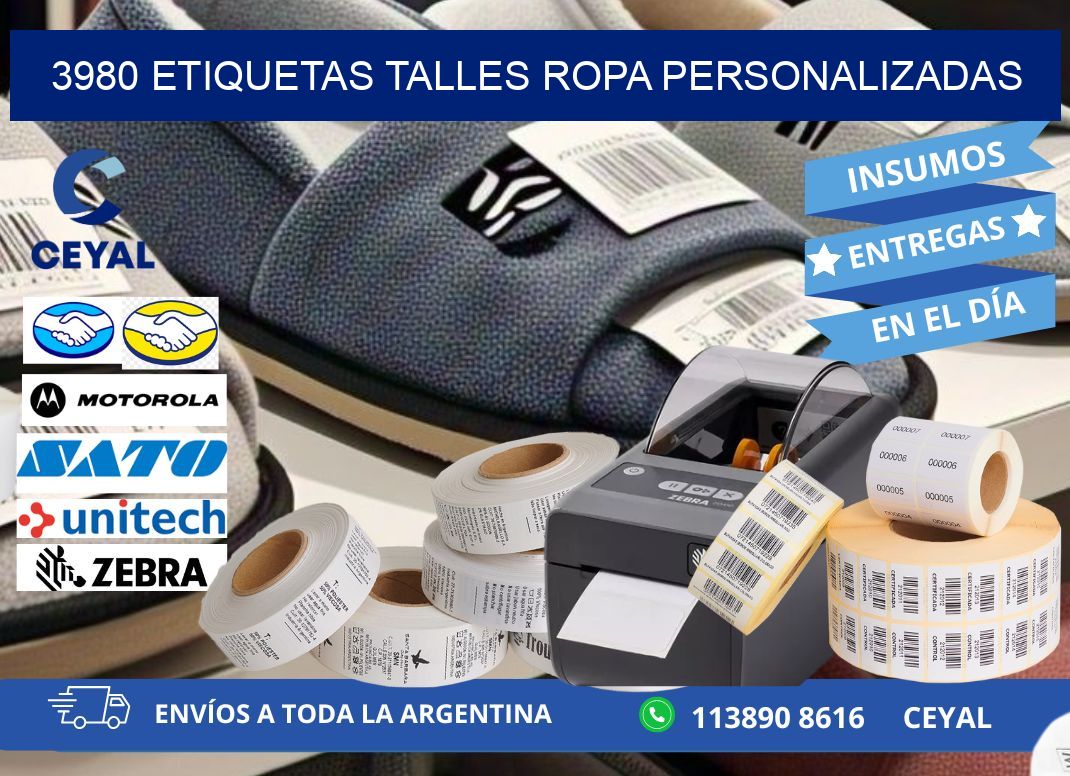 3980 ETIQUETAS TALLES ROPA PERSONALIZADAS