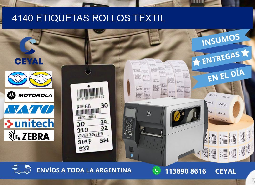 4140 etiquetas rollos TEXTIL