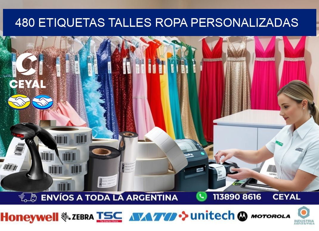 480 ETIQUETAS TALLES ROPA PERSONALIZADAS