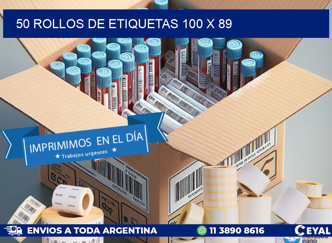 50 ROLLOS DE ETIQUETAS 100 x 89