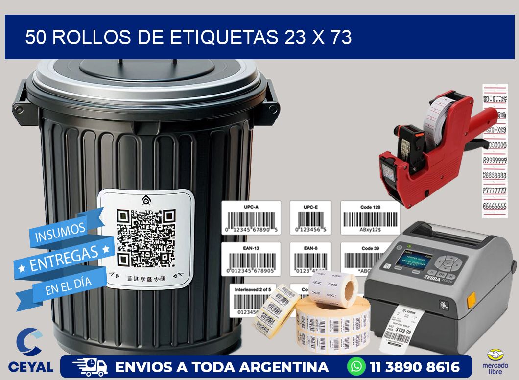 50 ROLLOS DE ETIQUETAS 23 x 73