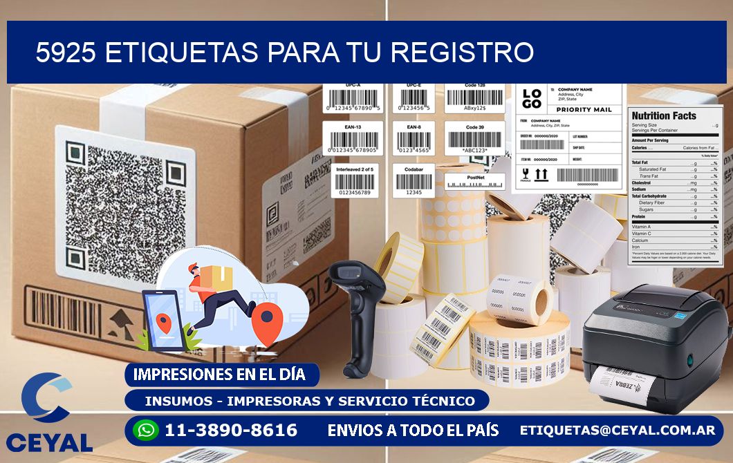5925 etiquetas para tu registro
