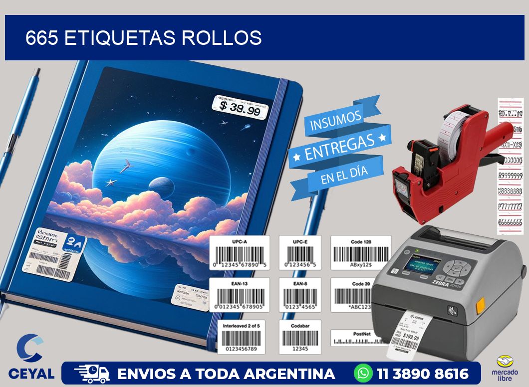 665 etiquetas rollos