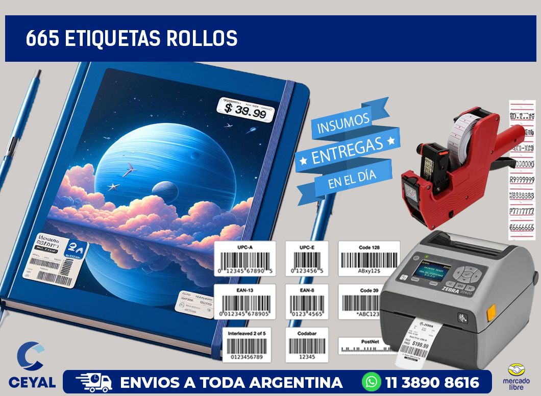 665 etiquetas rollos