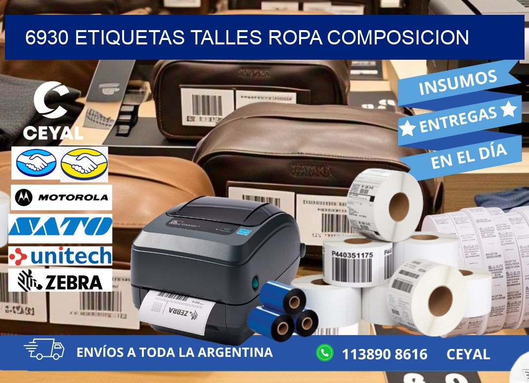 6930 ETIQUETAS TALLES ROPA COMPOSICION