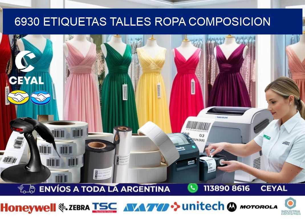 6930 ETIQUETAS TALLES ROPA COMPOSICION