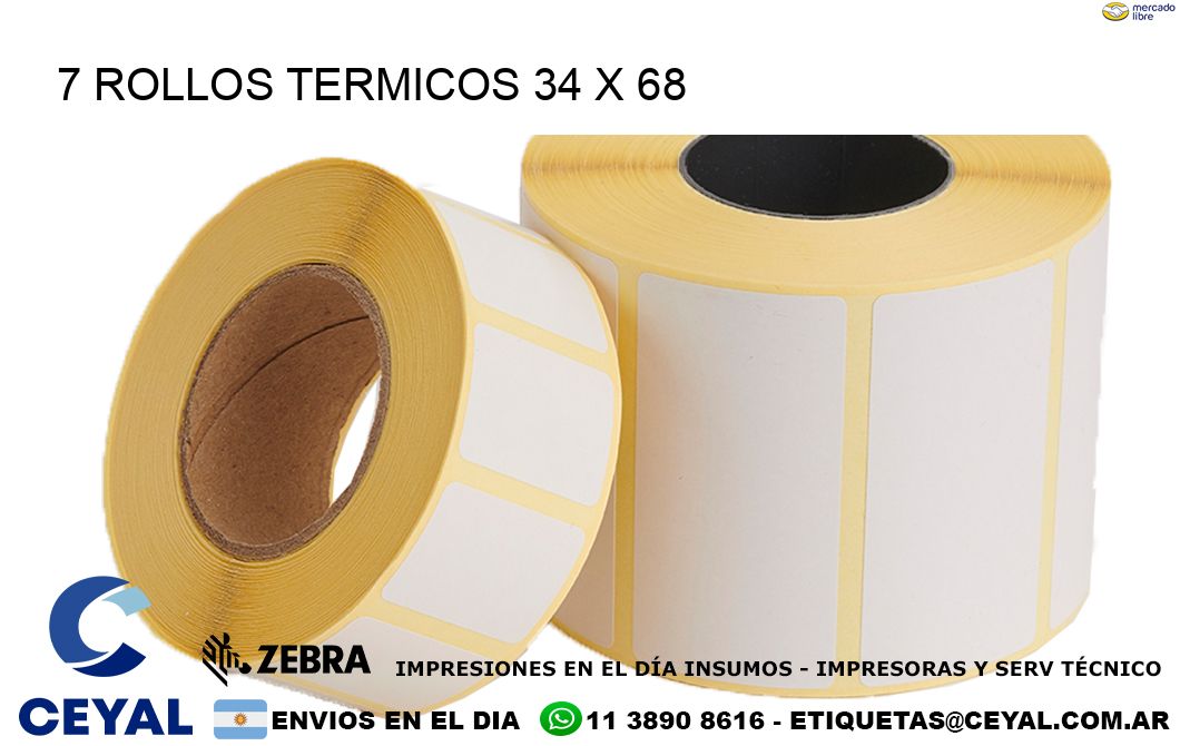 7 ROLLOS TERMICOS 34 x 68