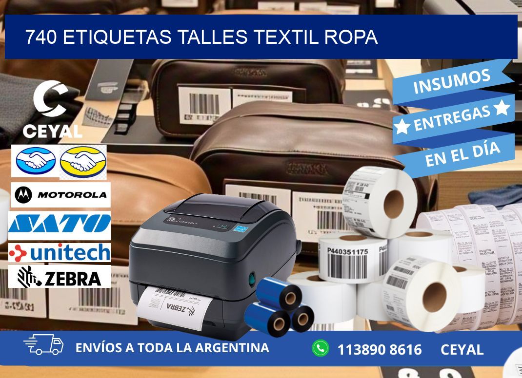 740 ETIQUETAS TALLES TEXTIL ROPA