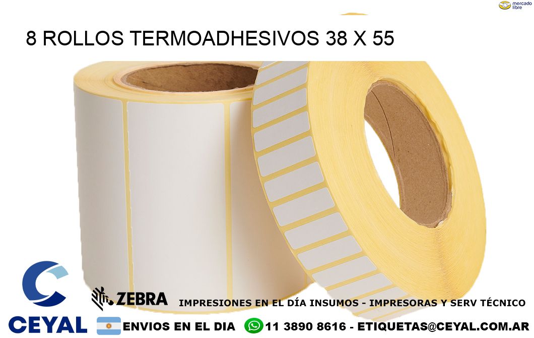8 ROLLOS TERMOADHESIVOS 38 x 55
