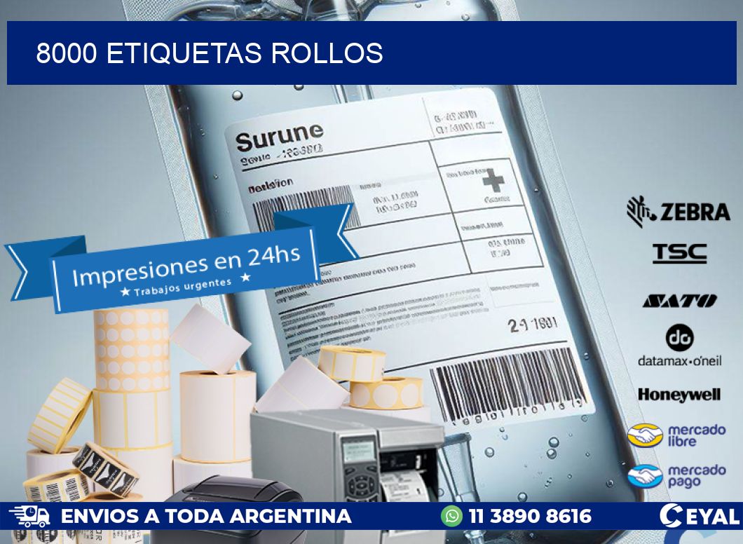 8000 etiquetas rollos