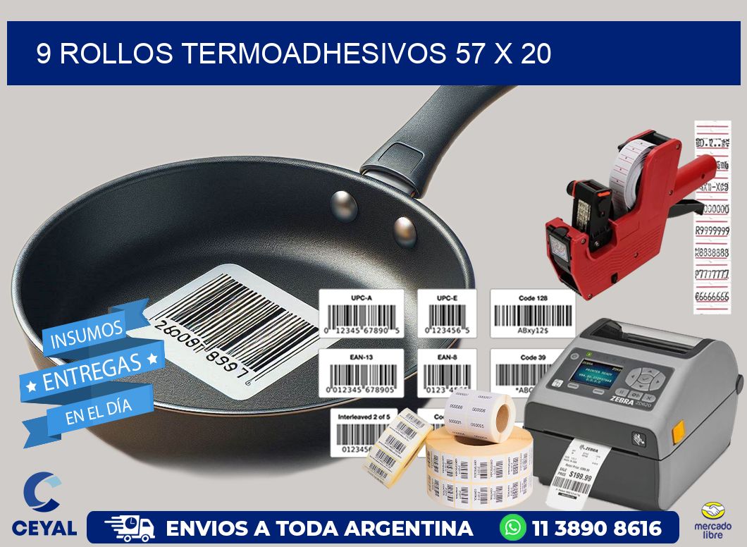 9 ROLLOS TERMOADHESIVOS 57 x 20