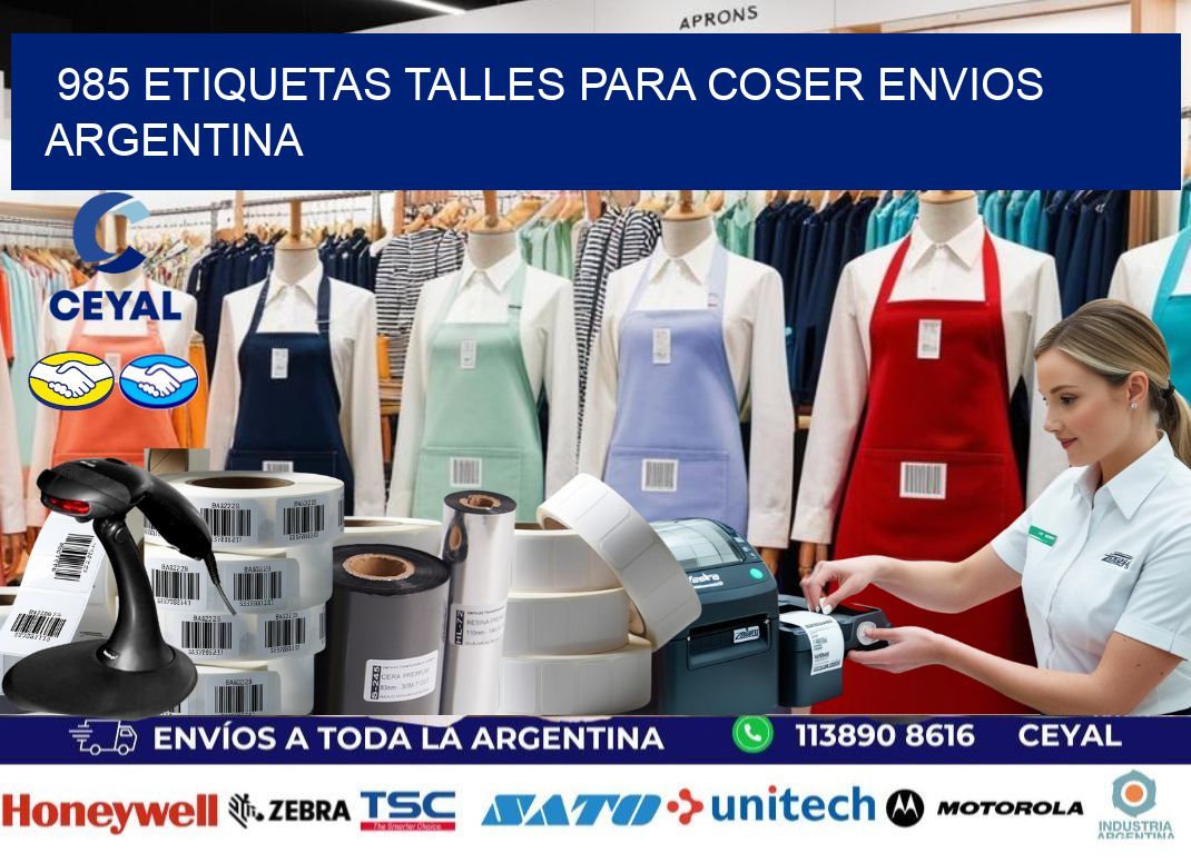 985 ETIQUETAS TALLES PARA COSER ENVIOS ARGENTINA