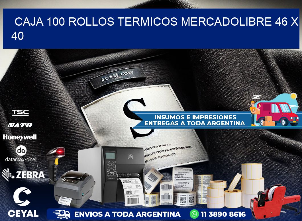 CAJA 100 ROLLOS TERMICOS MERCADOLIBRE 46 x 40