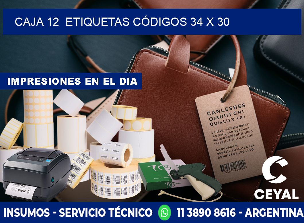 CAJA 12  ETIQUETAS CÓDIGOS 34 x 30