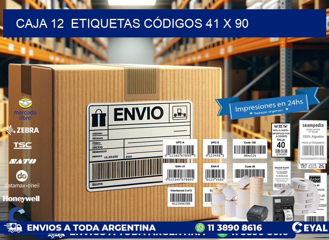 CAJA 12  ETIQUETAS CÓDIGOS 41 x 90