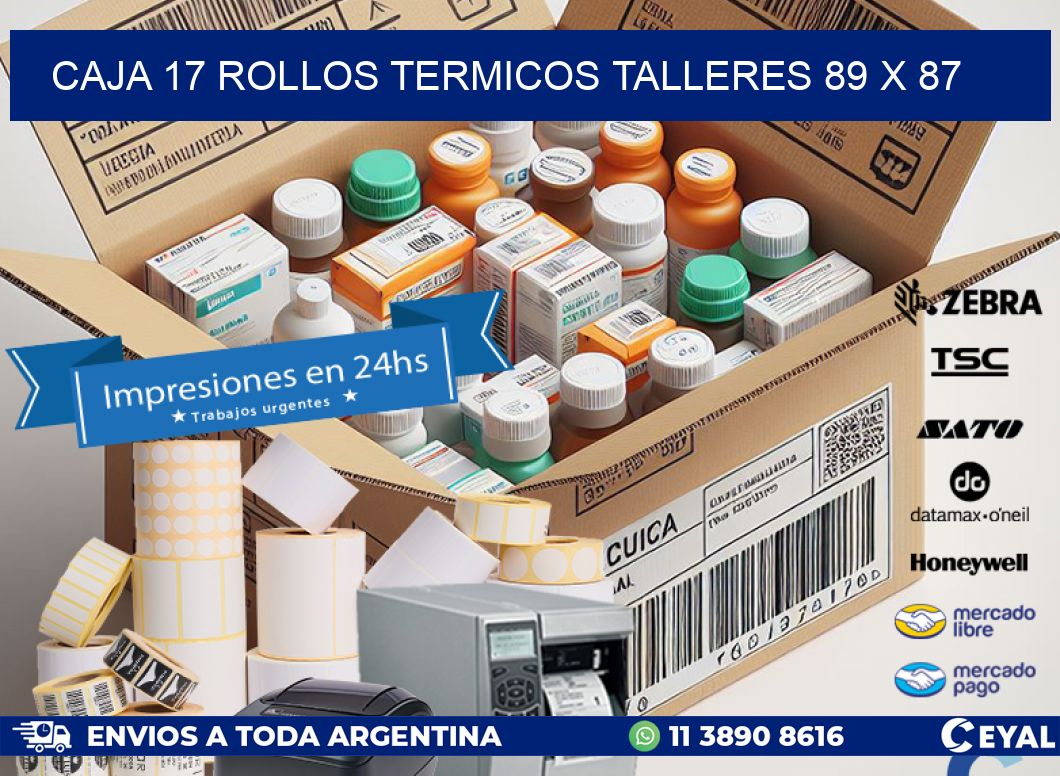 CAJA 17 ROLLOS TERMICOS TALLERES 89 x 87