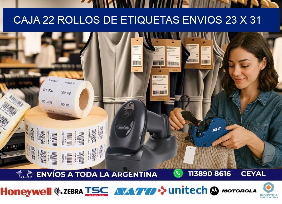 CAJA 22 ROLLOS DE ETIQUETAS ENVIOS 23 x 31