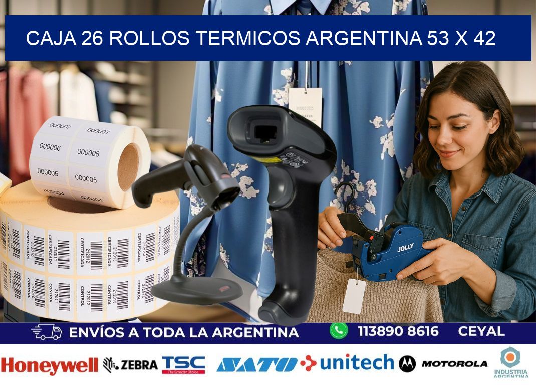CAJA 26 ROLLOS TERMICOS ARGENTINA 53 x 42